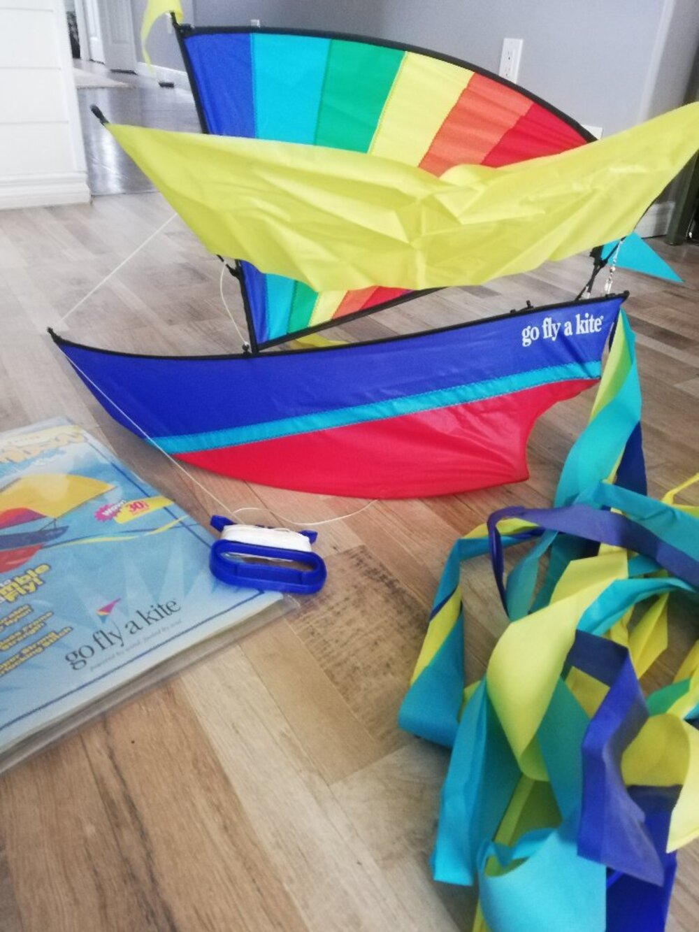 Vintage "Go Fly A Kite" 3D Rainbow Sailboat Kite - Complete Set!